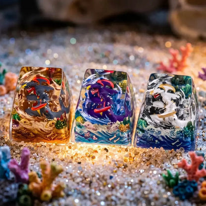 Pok é  mon, Garchomp theme coating and sealing design, Crystal Resin Personalized Keycaps, Anime Game Culture Creative Resin Keycaps, Mechanical Keyboard Art Decorative Keycaps