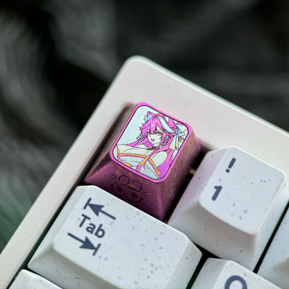 Raora Panthera theme design, 1U titanium alloy personalized keycaps, anime and game music mechanical keyboard creative decorative keycaps
