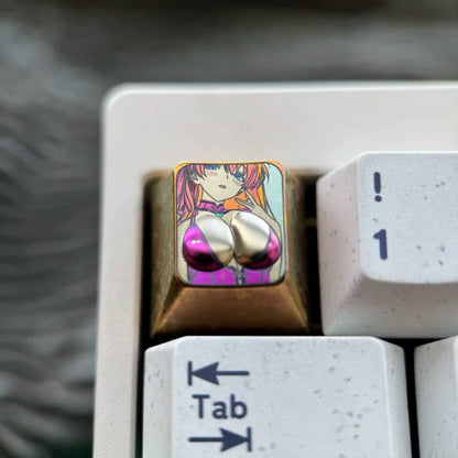 EVA， Asuka, swimsuit three-dimensional carved titanium alloy personalized keycaps, anime and game creative peripheral keyboard decoration keycaps