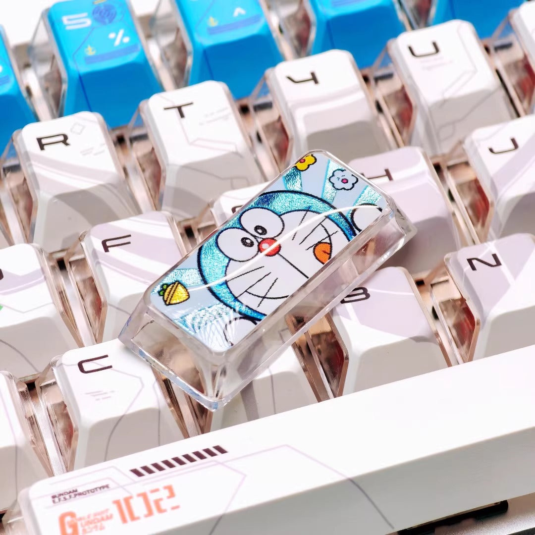 Doraemon, 2.25U Enter key, PC crystal resin material personalized keycap, anime creative peripheral product resin decorative keycap
