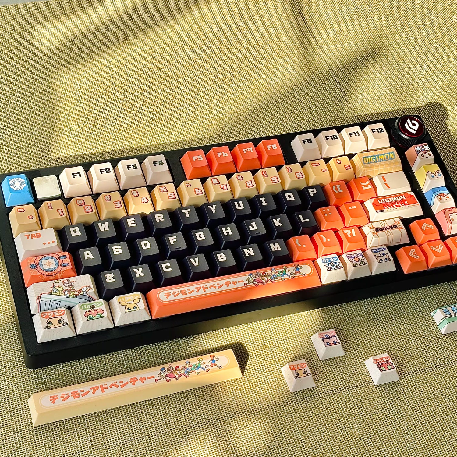 Digimon Theme Series, PBT material, sublimation technology, animation cartoon decoration keycap set