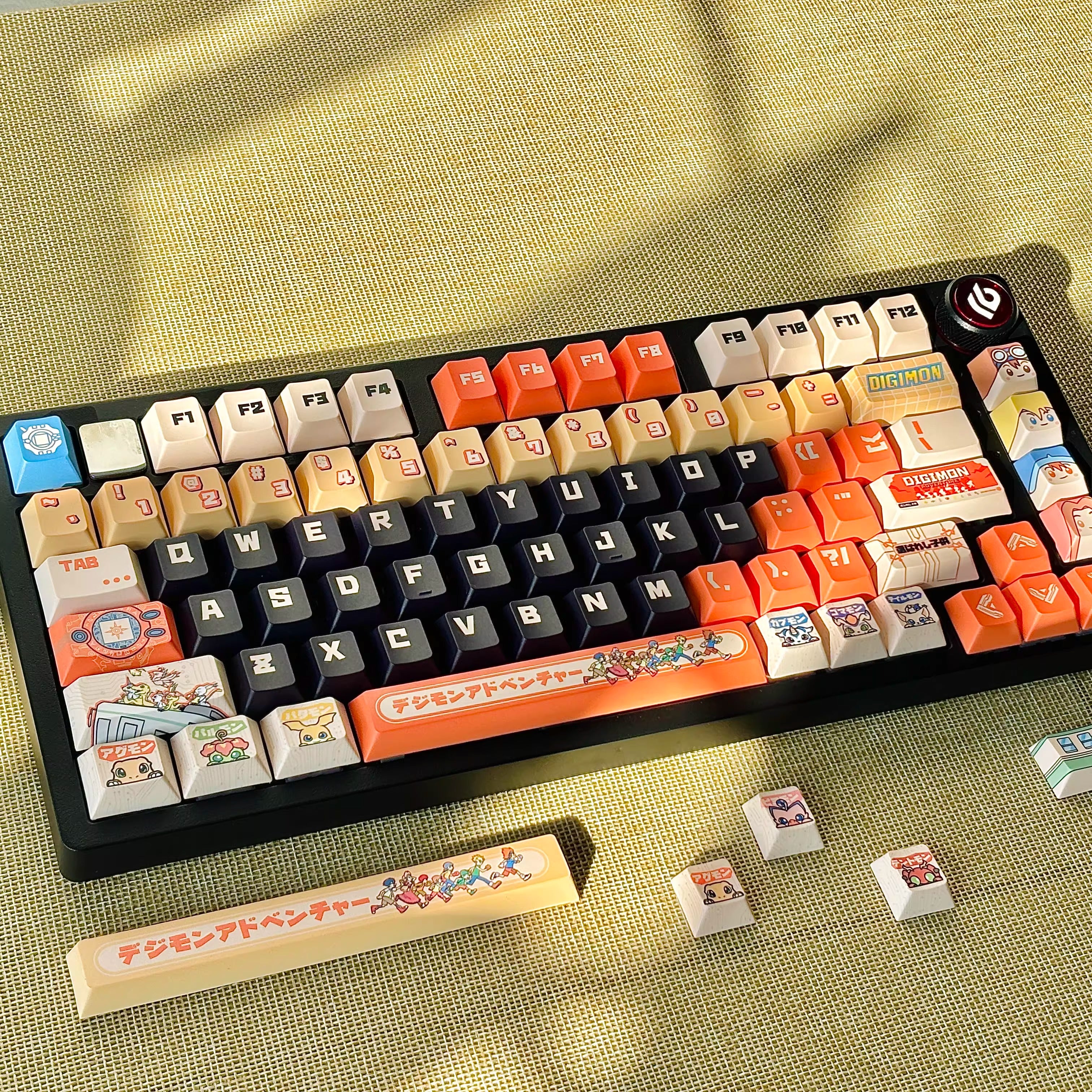 Digimon Theme Series, PBT material, sublimation technology, animation cartoon decoration keycap set
