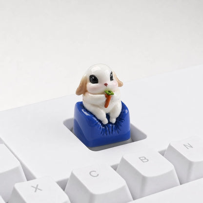 Original design rabbit sofa, clay keycap mechanical keyboard, personalized keycap customization, handmade creative gift