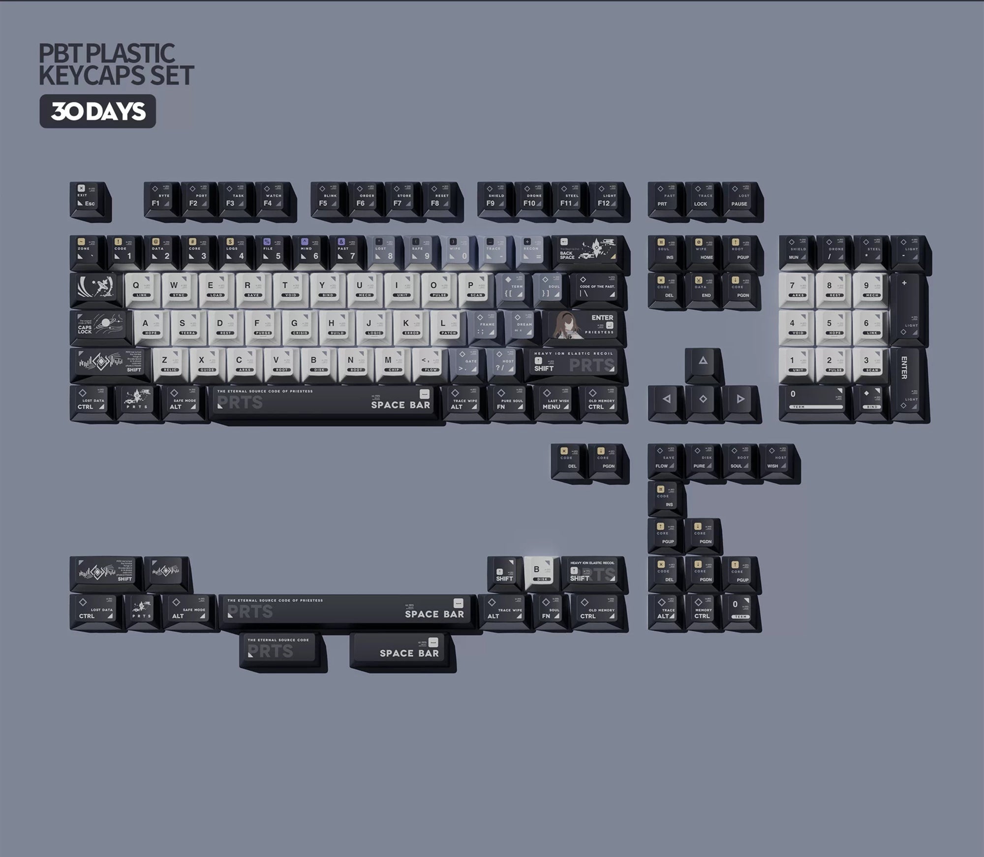 Arknights series,Priestess theme, custom set personalized keycap series, PBT material, compatible with 61/64/68/75/84/87/104  mechanical keyboard keycap set