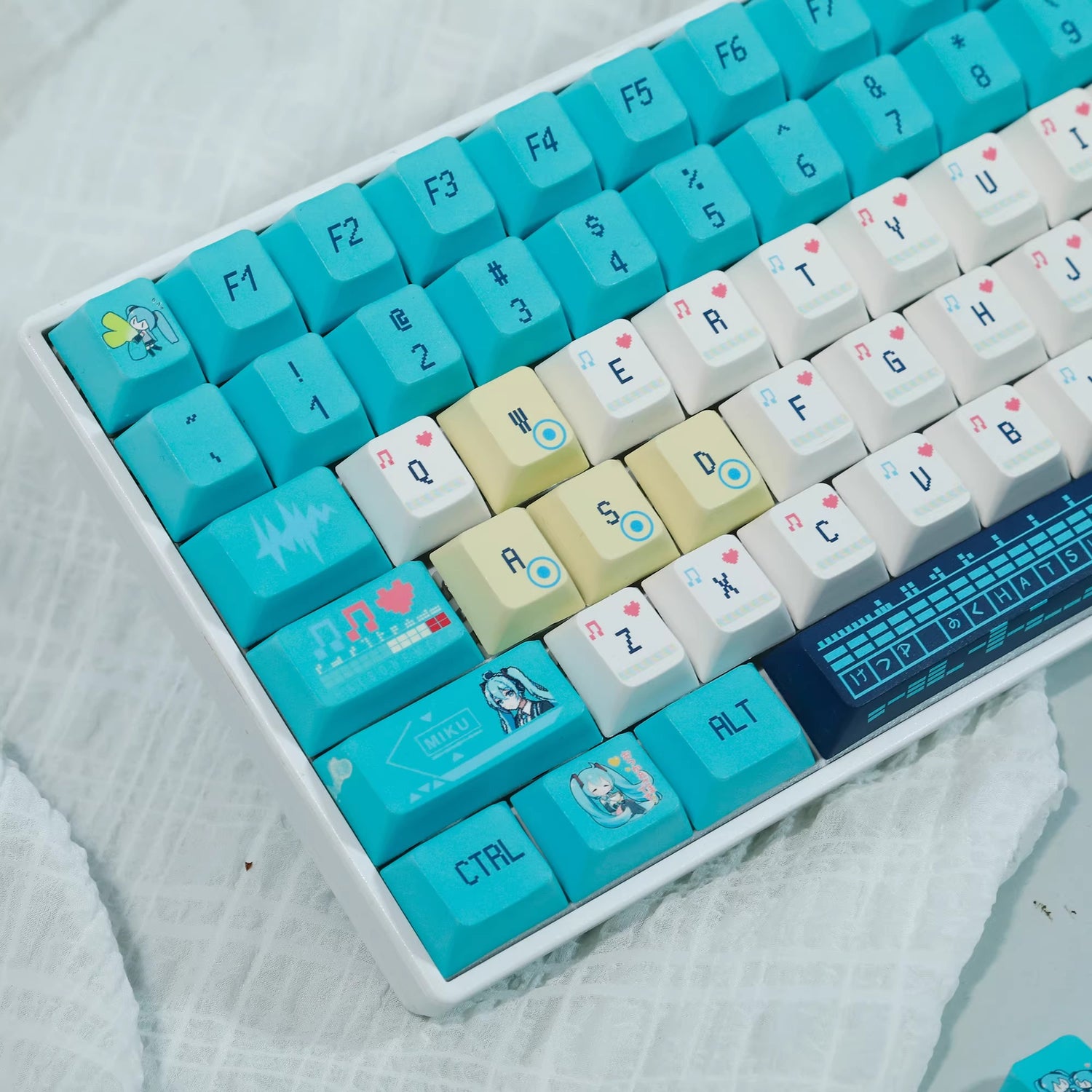 Hatsune Miku Theme PBT Material Hot Sublimation Process Personalized Keycap Set, Animation Music Theme Decoration Keycap Set