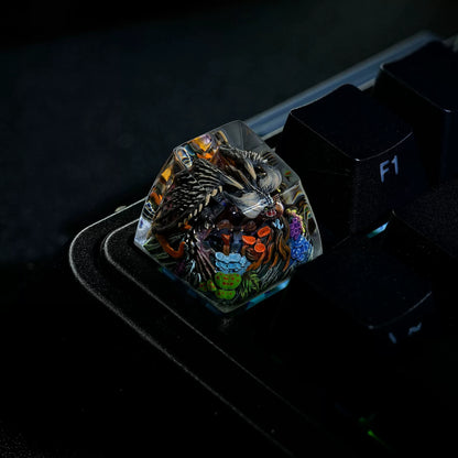Monster Hunter, Nergigante, 1U crystal resin personalized keycaps, anime, gaming, cultural and creative peripheral products, mechanical keyboard decoration keycaps