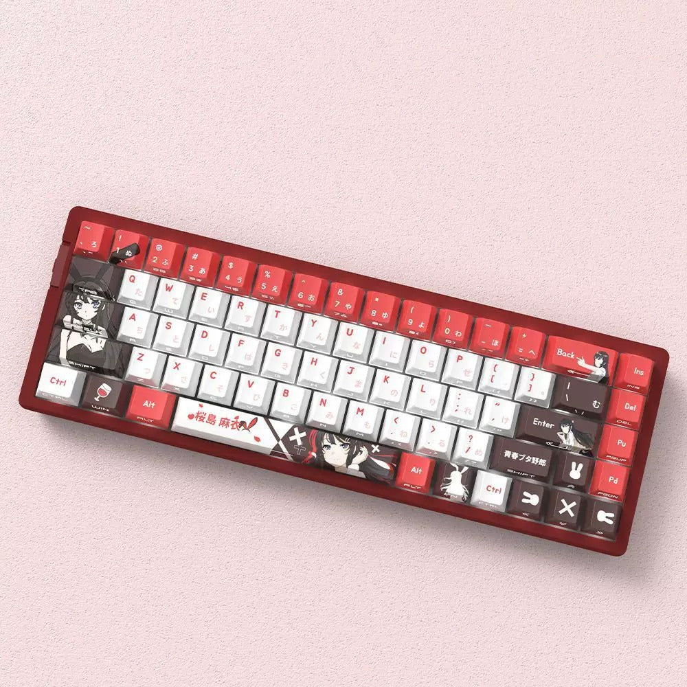 Sakurajima Mai theme, custom set personalized keycap series, PBT material, Original factory height, compatible with 61/64/68/75/84/87/104 mechanical keyboard keycap set