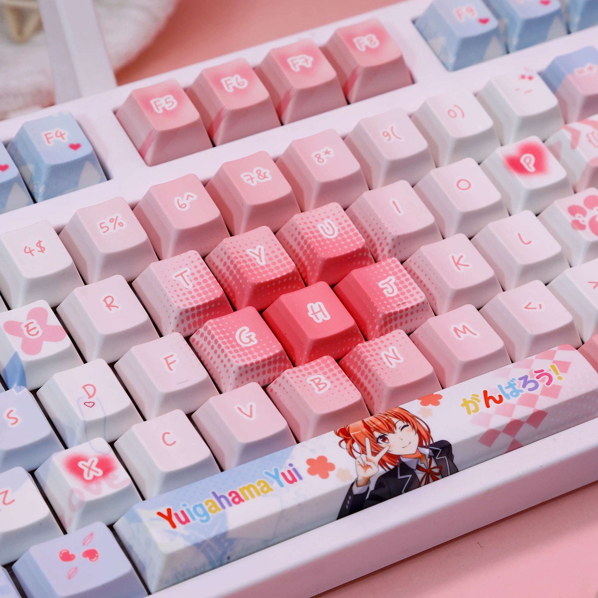 ‌My Teen Romantic Comedy SNAFU，Yuigahama Yui theme, PBT material personalized keycap set, anime keycap culture peripheral mechanical keyboard decoration keycaps， Compatible with 61/64/68/75/84/87/104 key mechanical keyboard keycap set