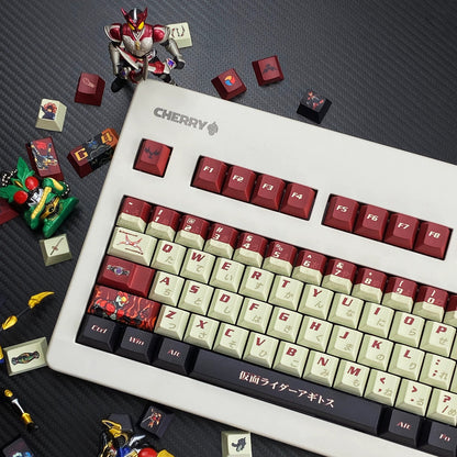 Masked Rider Agito Theme Design Set Keycaps, PBT Material Original Factory Highly Personalized Keycap Set, Anime Game Theme Keycaps, Suitable for 61/64/68/75/84/87/104 Key Mechanical Keyboard