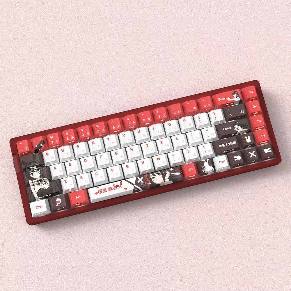 Sakurajima Mai theme, custom set personalized keycap series, PBT material, Original factory height, compatible with 61/64/68/75/84/87/104 mechanical keyboard keycap set