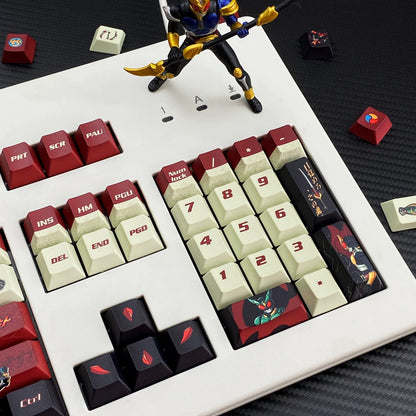 Masked Rider Agito Theme Design Set Keycaps, PBT Material Original Factory Highly Personalized Keycap Set, Anime Game Theme Keycaps, Suitable for 61/64/68/75/84/87/104 Key Mechanical Keyboard
