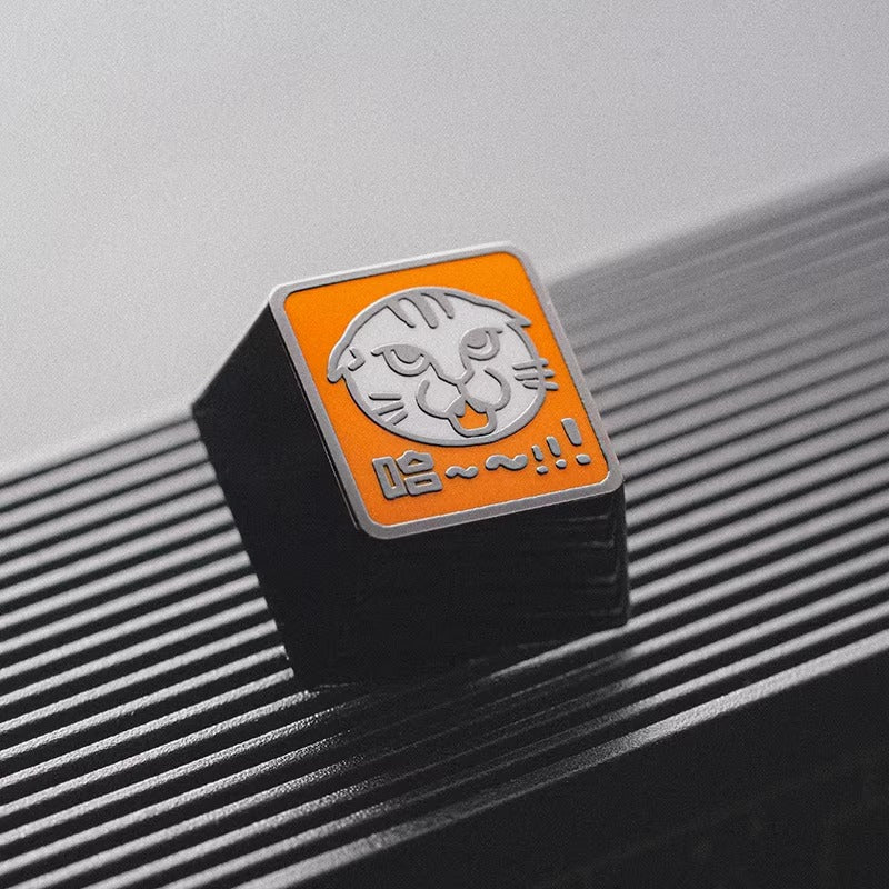Cat avatar logo, metal enamel craftsmanship personalized keycaps, mechanical keyboard decoration creative keycaps