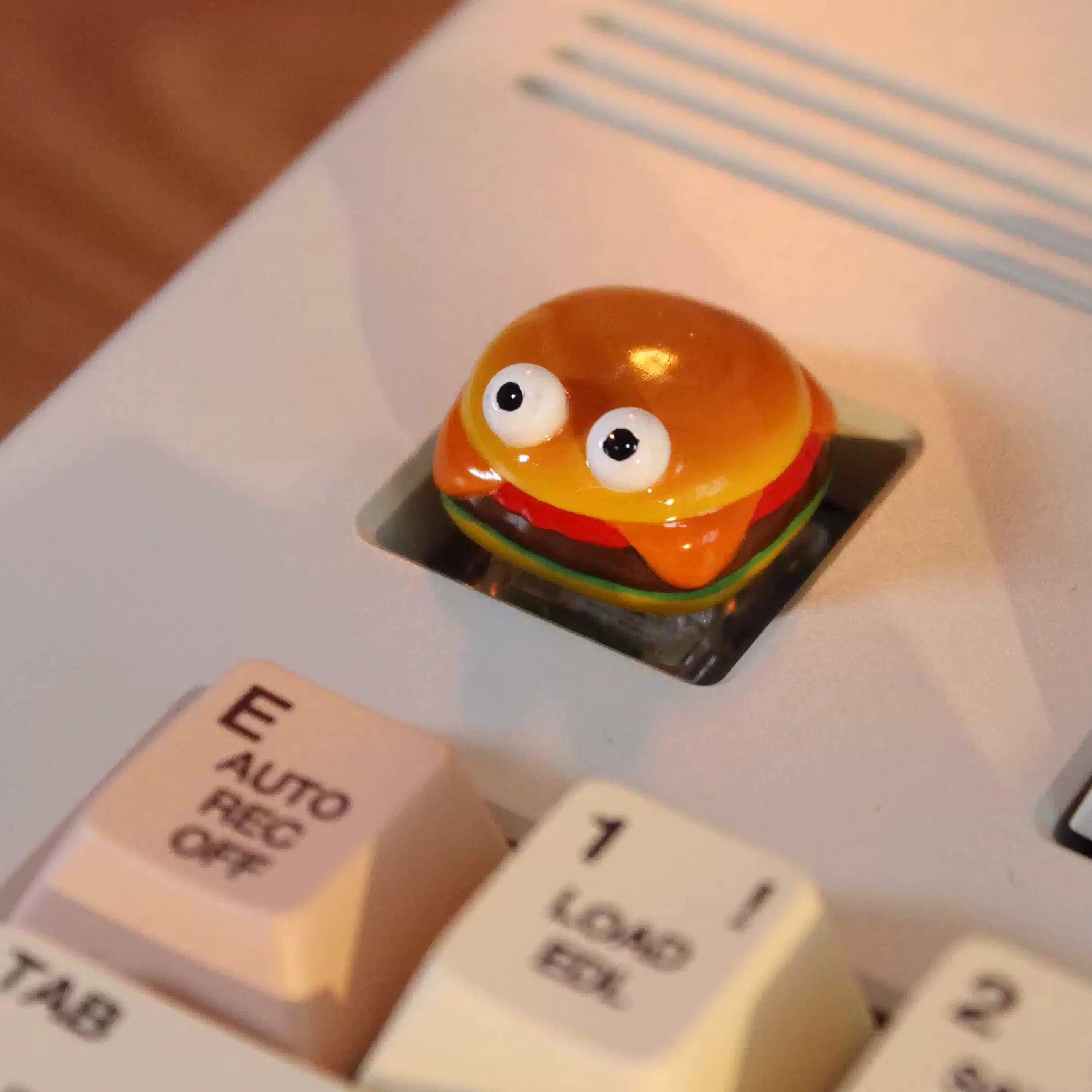 Clay Burger Image Design Personalized Keycaps, Cartoon Image Burger Fast Food Culture Creative Keycaps, Mechanical Keyboard Decorative Keycaps