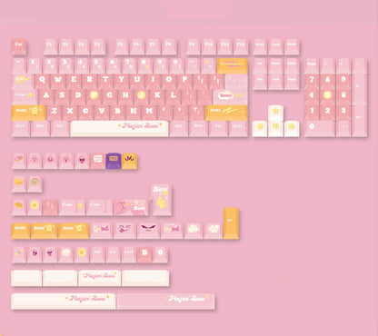 Dragon Ball, pink Majin Buu  PBT material creative keycap set, mechanical keyboard decorative keycaps, Anime game creative peripheral, artistic keycaps, Compatible with 61/64/68/75/84/87/104 key mechanical keyboard keycap set