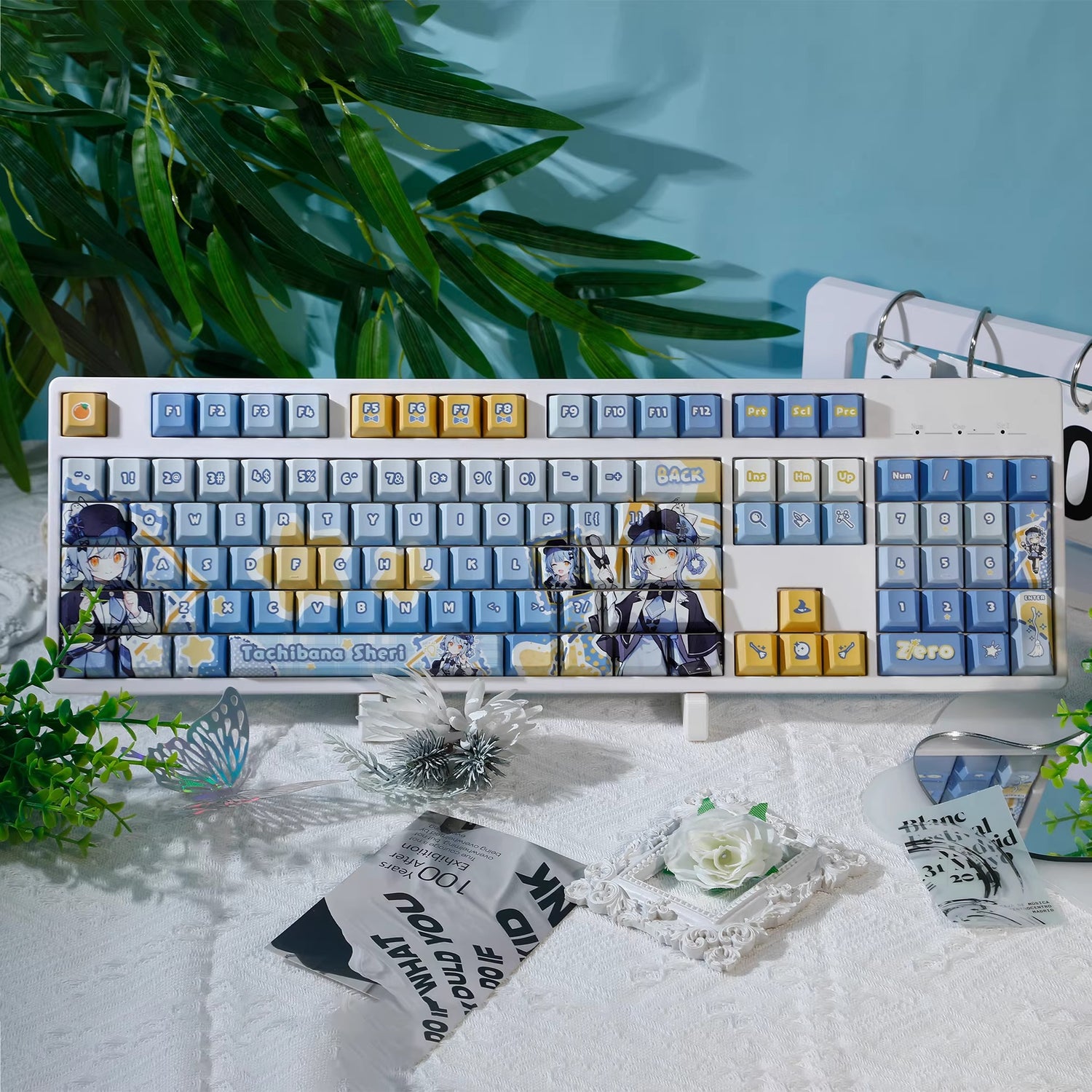 Magical Girl Witch Trial， Tachibana Sherii theme design keycap, decorative keycap set PBT anime animation keycap mechanical keyboard personalized keycap set, suitable for 61/64/68/75/84/87/104 key mechanical keyboards