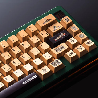 Mysterious Egypt, Metal Gloss PBT Material Personalized Keycap Set, Mechanical Keyboard Theme Design Decorative Keycap Set
