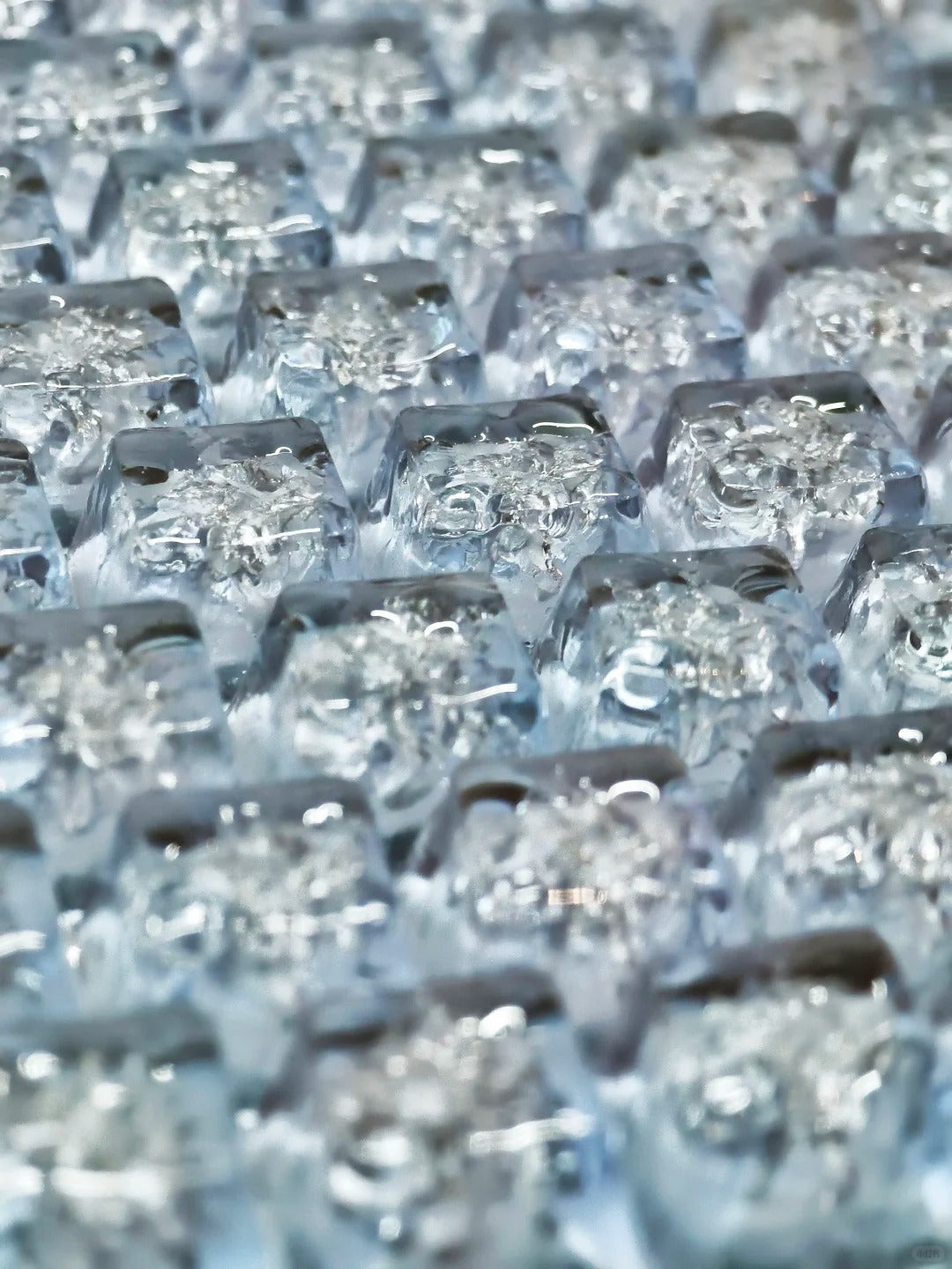 Crystal clear ice keycaps, 1U minimalist ice decoration keycaps, simulated artistic keycaps, mechanical keyboard personalized keycaps