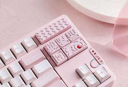 Virtual Kingdom Theme Emotion EMOTION CNC Anode Silver Black Pink Metal Personalized Decorative Keycap Set.