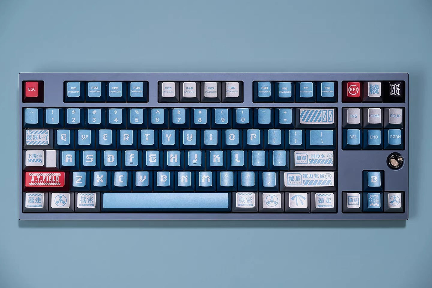 EVA series, mecha themed design, PBT metallic paint material personalized keycap set, anime and game creative design decoration set keycaps