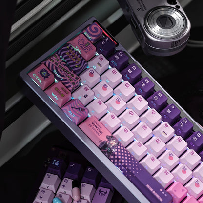 ‌Yunyun Syndrome!?: Rhythm Psychosis‌，PBT material material personalized keycap set, anime and games cultural creative decoration keycap set, compatible with 61/64/68/75/84/87/104 mechanical keyboard replacement keycap