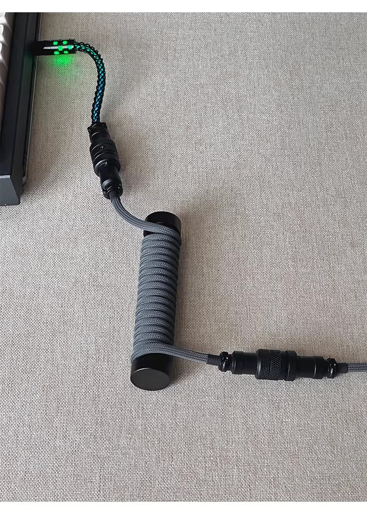 Three segment illuminated aviation plug cable customized keyboard cable 8k customized keyboard data cable