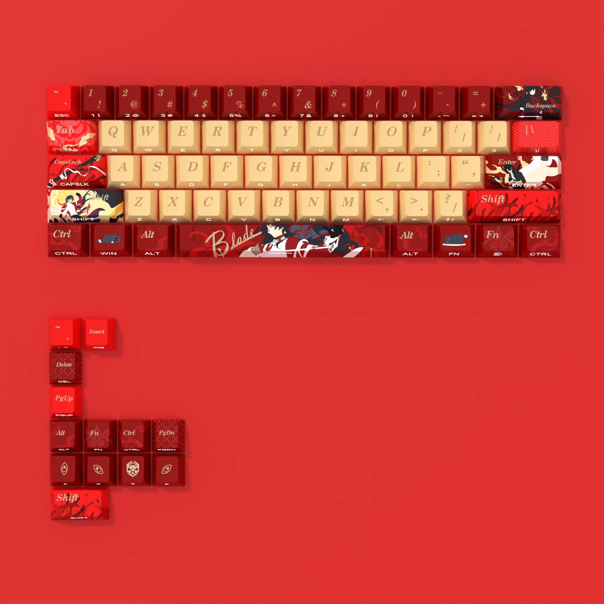 Honkai：Star Rail，Blade Theme PBT material personalized keycap set, anime cultural creative decoration keycap set, compatible with 61/64/68/75/84/87/104 mechanical keyboard