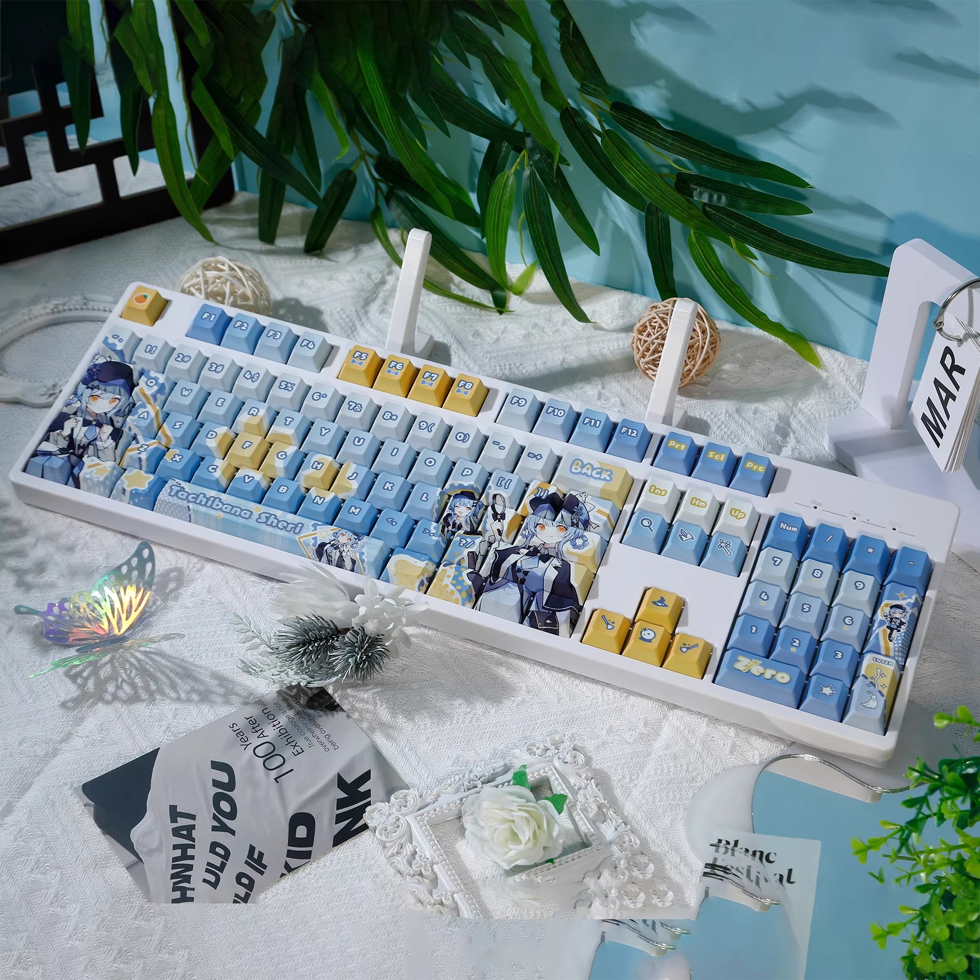 Magical Girl Witch Trial， Tachibana Sherii theme design keycap, decorative keycap set PBT anime animation keycap mechanical keyboard personalized keycap set, suitable for 61/64/68/75/84/87/104 key mechanical keyboards