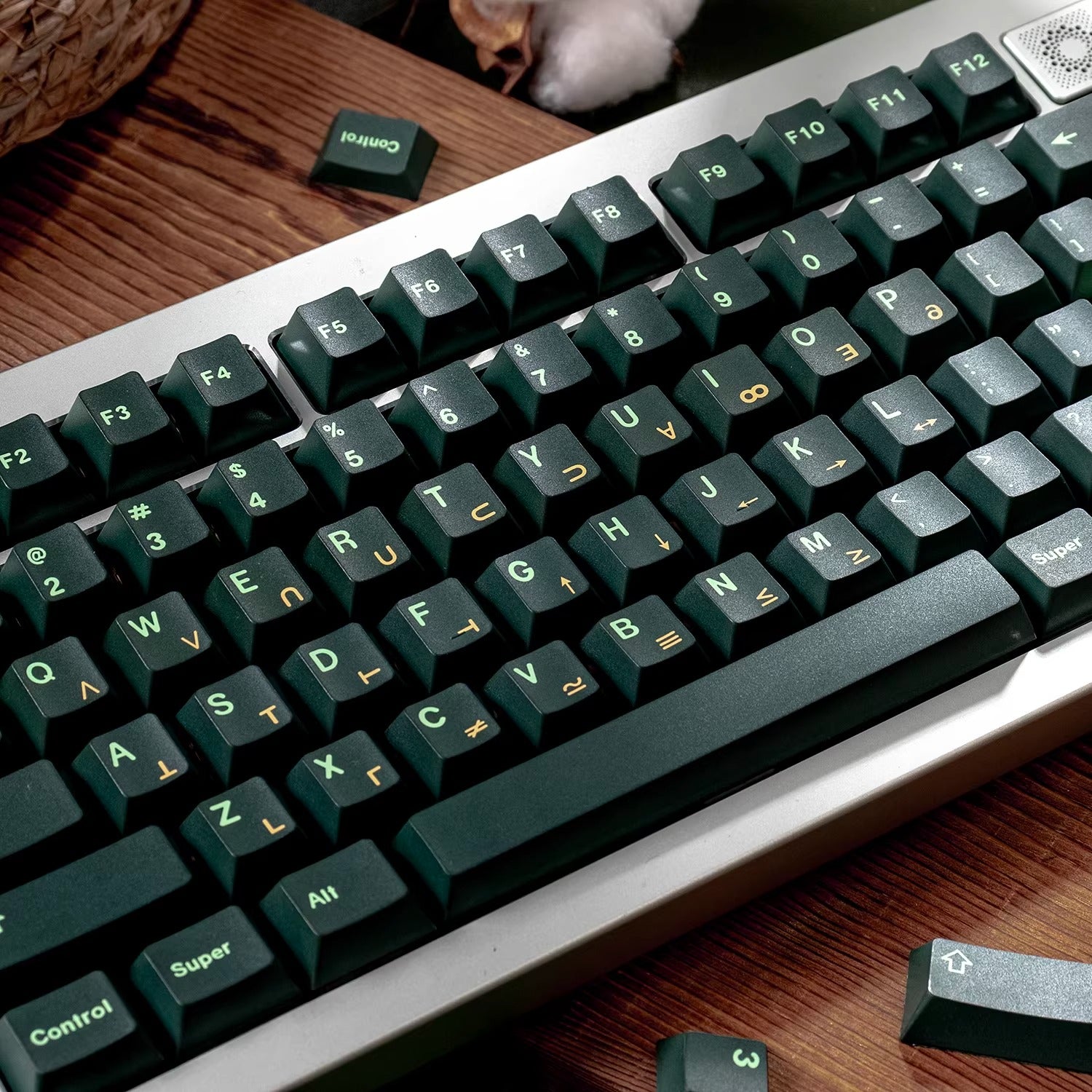 OMRON themed design, green PBT material personalized keycap set, factory height, compatible with Wooting/ROG EXTREME mechanical keyboard