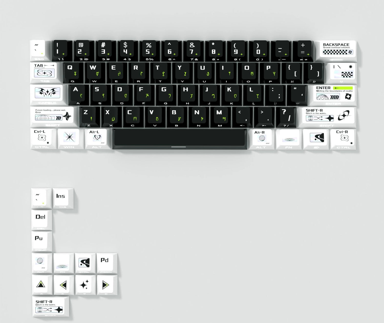 Time spans theme design, PBT material personalized keycap set, anime and games cultural creative decoration keycap set, compatible with 61/64/68/75/84/87/104 mechanical keyboard