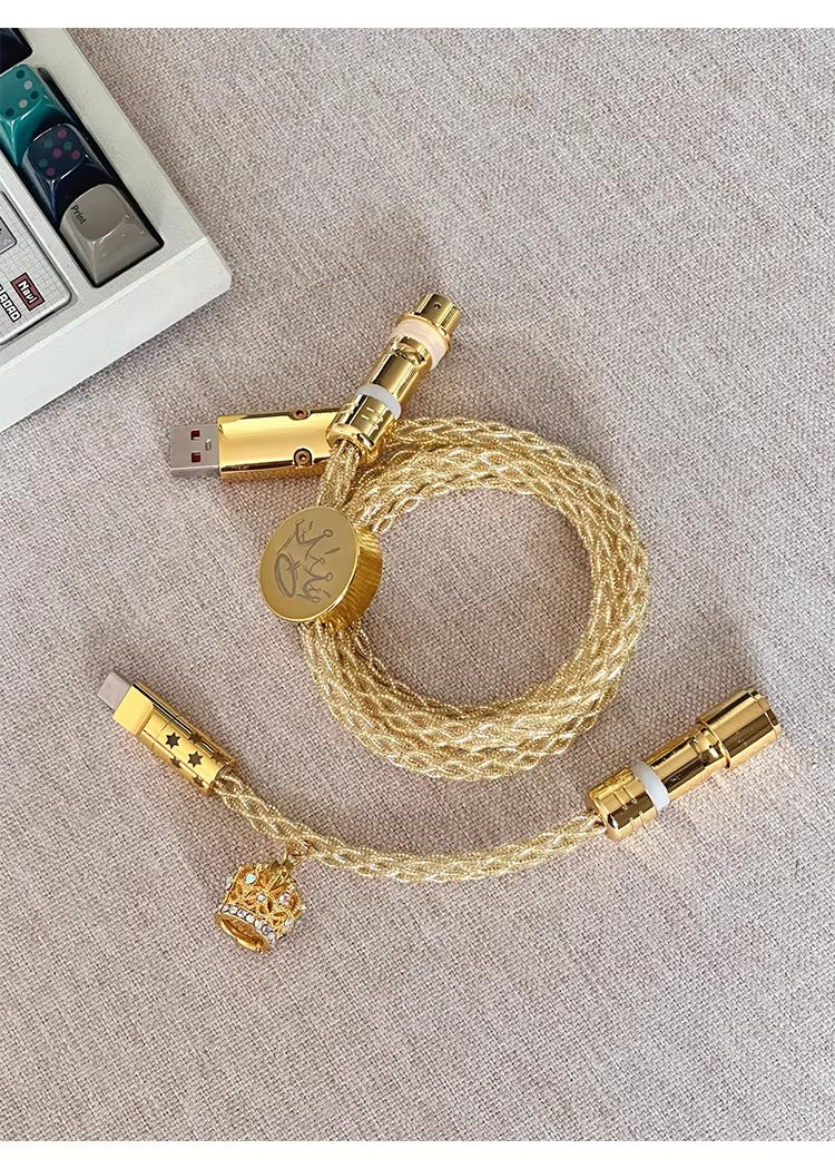 Single crystal copper overall luminous gold/warm light aviation plug customized mechanical keyboard manual data cable