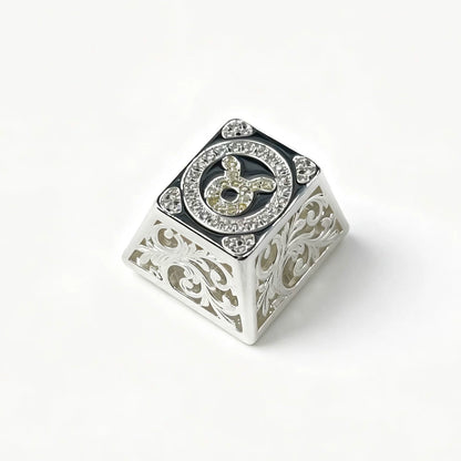 Pure silver hollow 12 Constellation  Personalized Keycaps, Mechanical Keyboard Decorative Keycaps, Constellation Divination Cultural Creative Products.