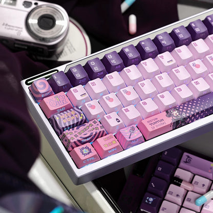 ‌Yunyun Syndrome!?: Rhythm Psychosis‌，PBT material material personalized keycap set, anime and games cultural creative decoration keycap set, compatible with 61/64/68/75/84/87/104 mechanical keyboard replacement keycap