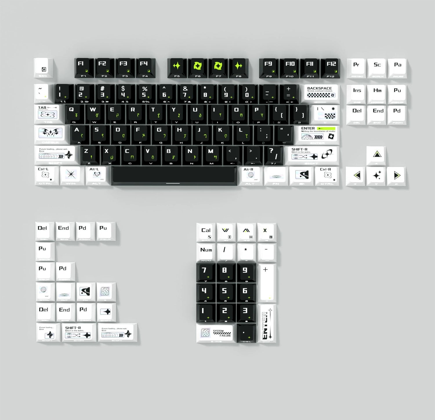 Time spans theme design, PBT material personalized keycap set, anime and games cultural creative decoration keycap set, compatible with 61/64/68/75/84/87/104 mechanical keyboard