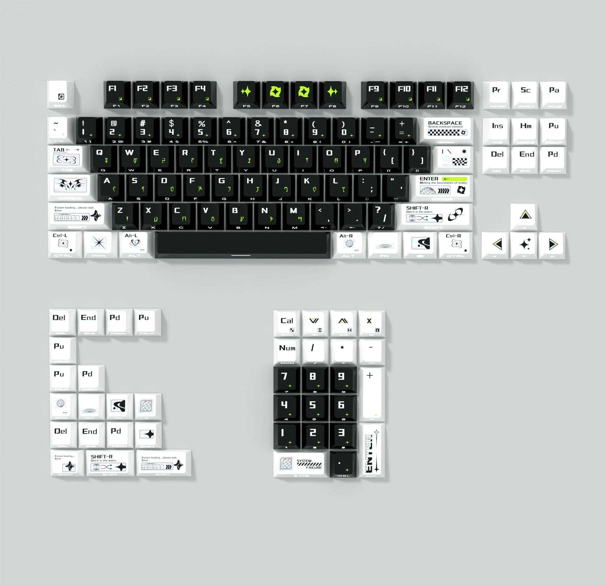 Time spans theme design, PBT material personalized keycap set, anime and games cultural creative decoration keycap set, compatible with 61/64/68/75/84/87/104 mechanical keyboard