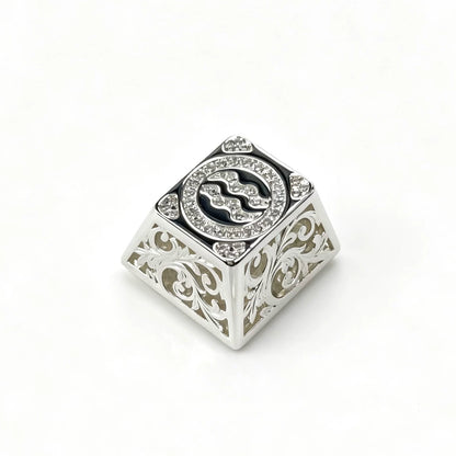 Pure silver hollow 12 Constellation  Personalized Keycaps, Mechanical Keyboard Decorative Keycaps, Constellation Divination Cultural Creative Products.