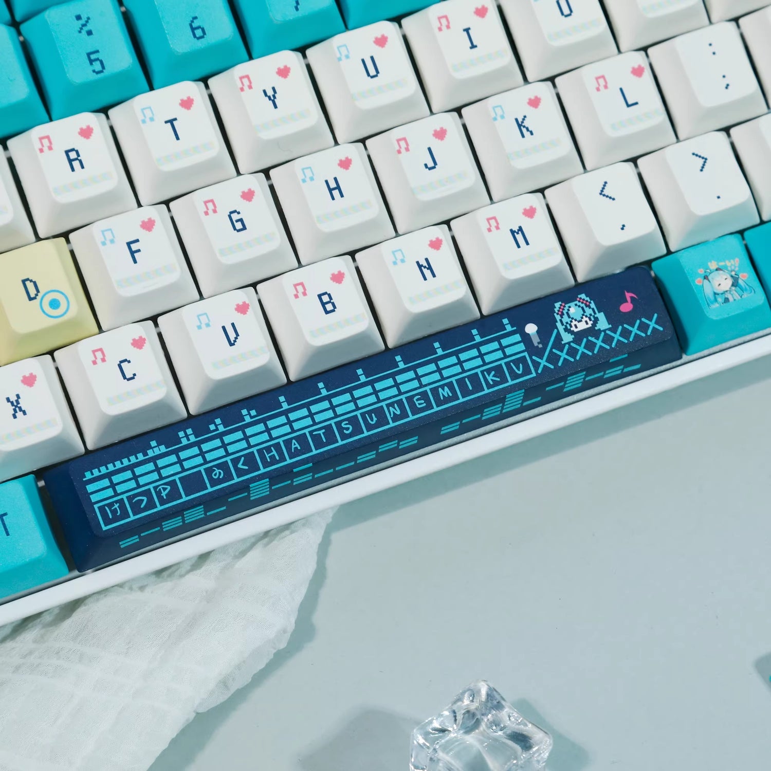 Hatsune Miku Theme PBT Material Hot Sublimation Process Personalized Keycap Set, Animation Music Theme Decoration Keycap Set