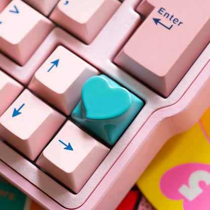 Original heart-shaped personalized Sweet Heart asymmetrical heart-shaped baked paint keycap aluminum alloy CNC machining personalized keycap