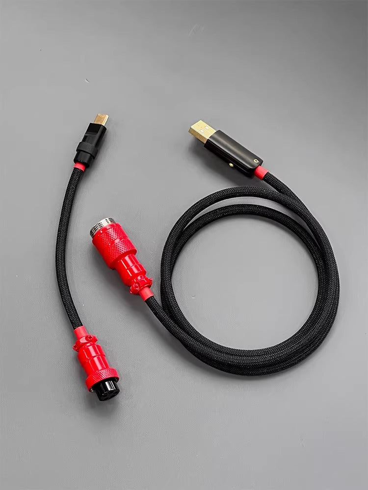 Customized mechanical keyboard manual data cable USB TypeC basic straight weaving aviation plug data link cable