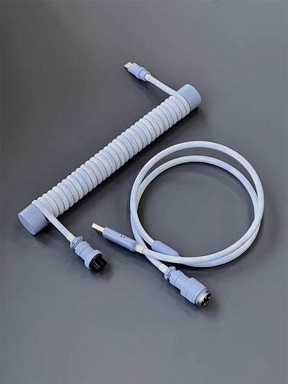 Haze blue color manual custom keyboard 1.5M aviation plug spiral data cable