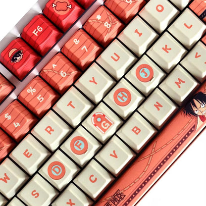 One Piece Theme keycap set, anime and game mechanical keyboard decoration keycap set, PBT material suitable for 61/64/68/75/84/87/104 key mechanical keyboards