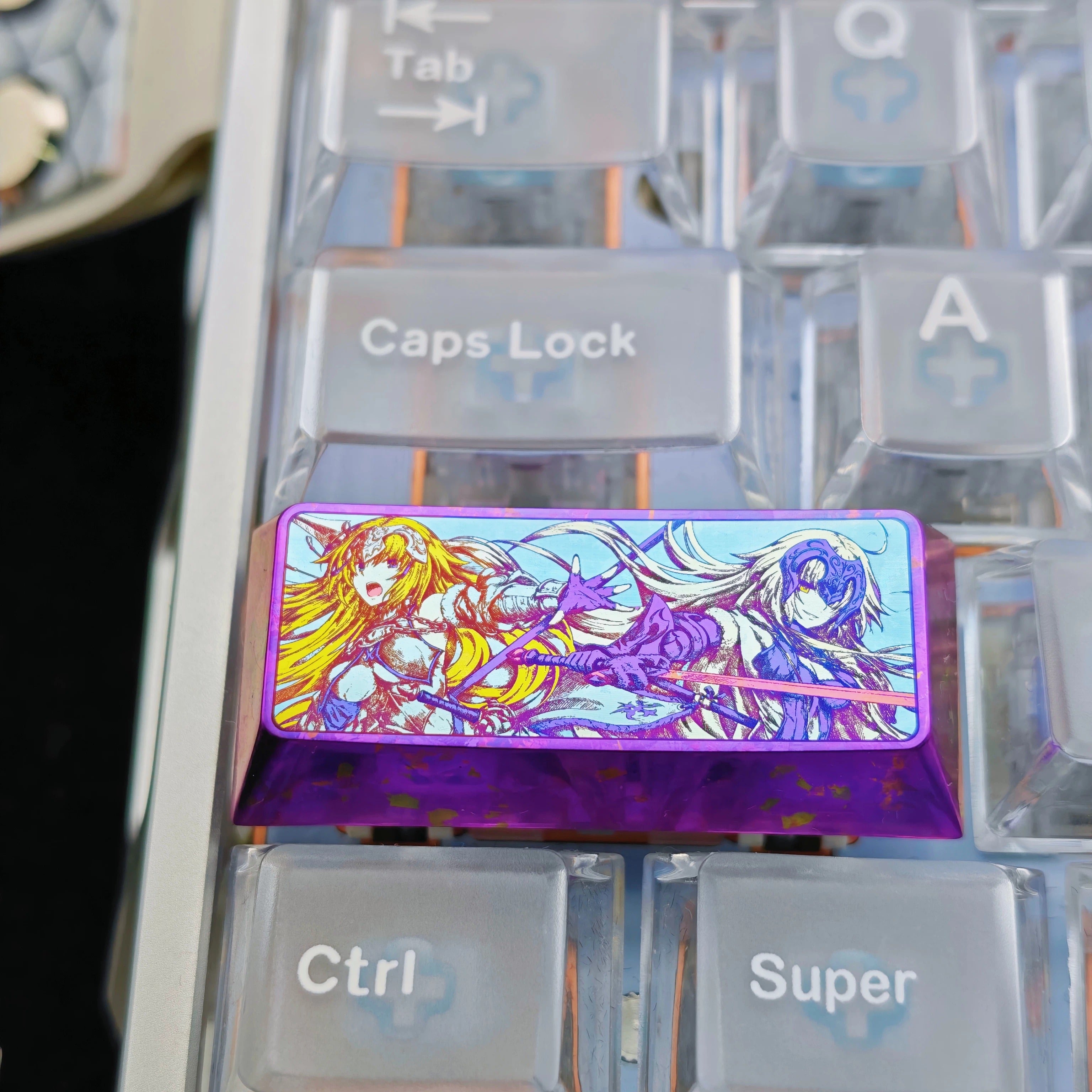 Fate, Joan of Arc themed design, 2.25U titanium alloy personalized keycaps, anime, gaming, cultural and creative mechanical keyboard decorative keycaps