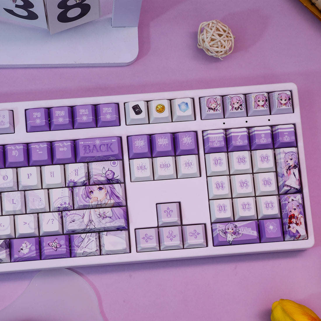 Azur Lane, HMS Unicorn theme, PBT material personalized keycap set, anime keycap culture peripheral mechanical keyboard decoration keycaps， Compatible with 61/64/68/75/84/87/104 key mechanical keyboard keycap set