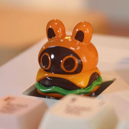 Clay Burger Image Design Personalized Keycaps, Cartoon Image Burger Fast Food Culture Creative Keycaps, Mechanical Keyboard Decorative Keycaps