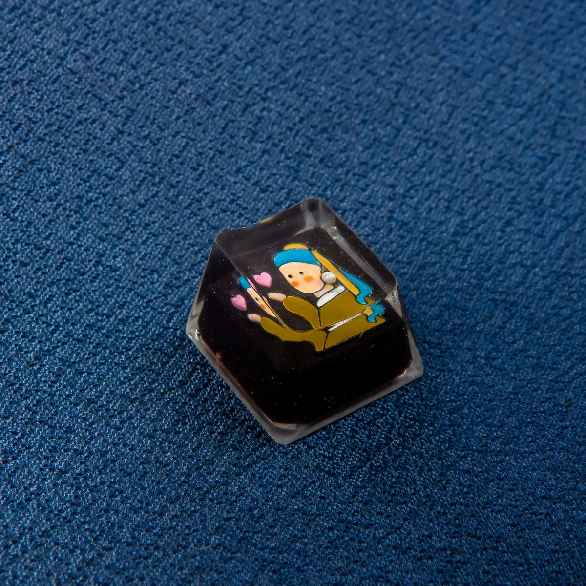 Hand drawn Het meisje met de parel crystal resin personalized keycaps, artistic decorative keycaps, handmade keyboard keycaps