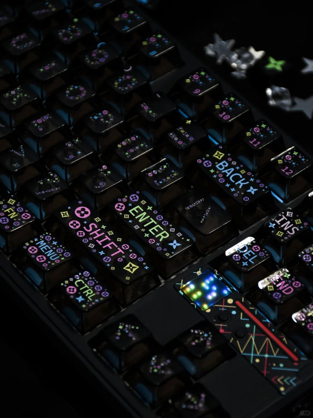 Retro luxury old patterned road personalized keycap set, made of PC material and UV printing technology, creative and fashionable retro decorative keycap set