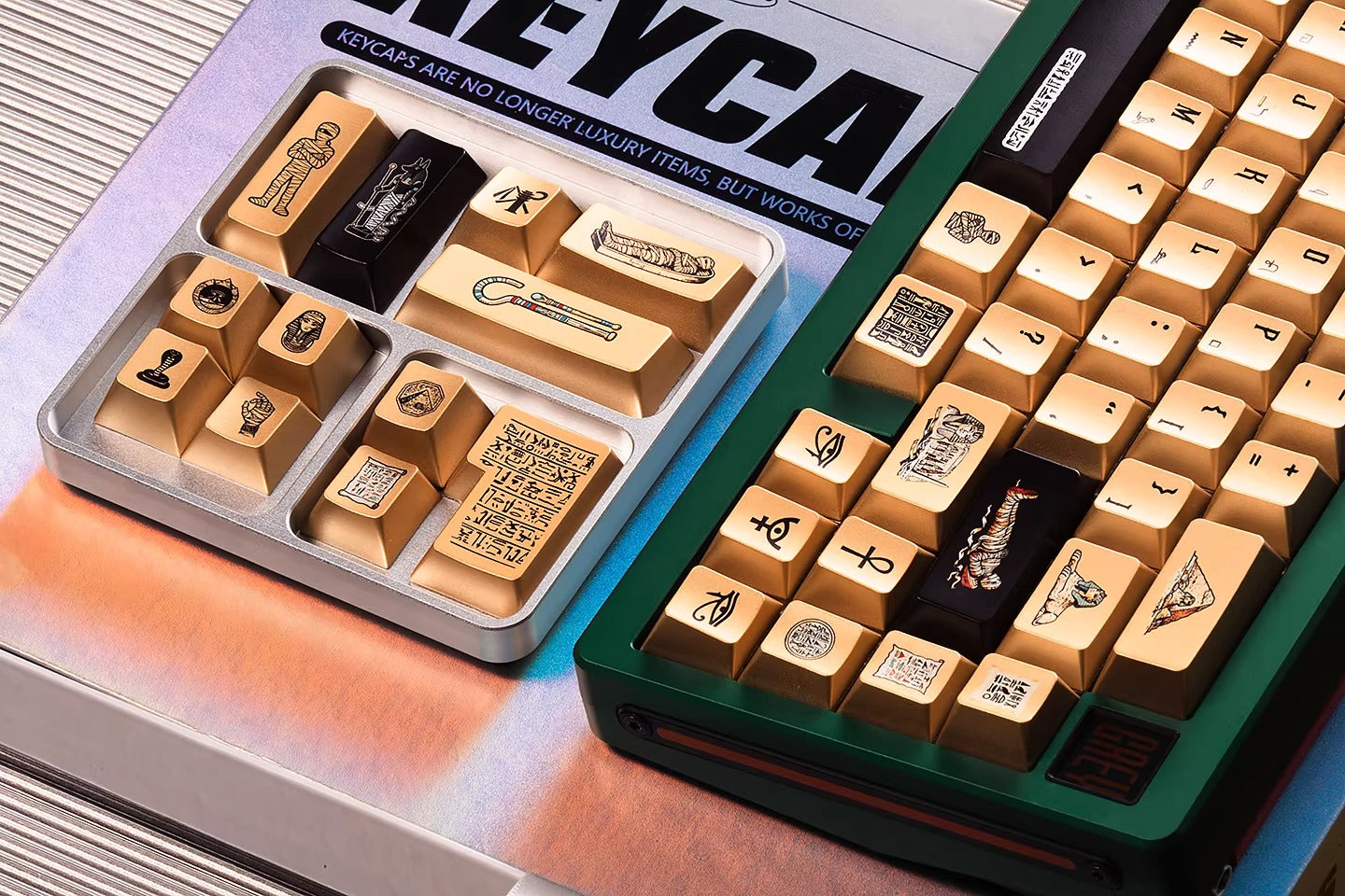 Mysterious Egypt, Metal Gloss PBT Material Personalized Keycap Set, Mechanical Keyboard Theme Design Decorative Keycap Set