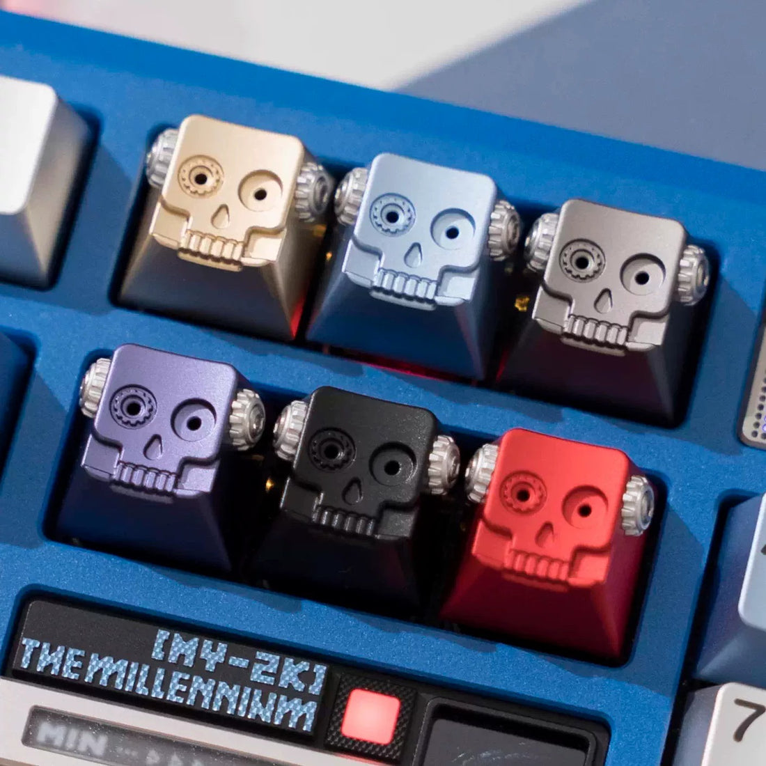 Metal skeleton, 3D gear skeleton, aluminum alloy CNC metal anode personalized keycap, mechanical keyboard decorative art keycap