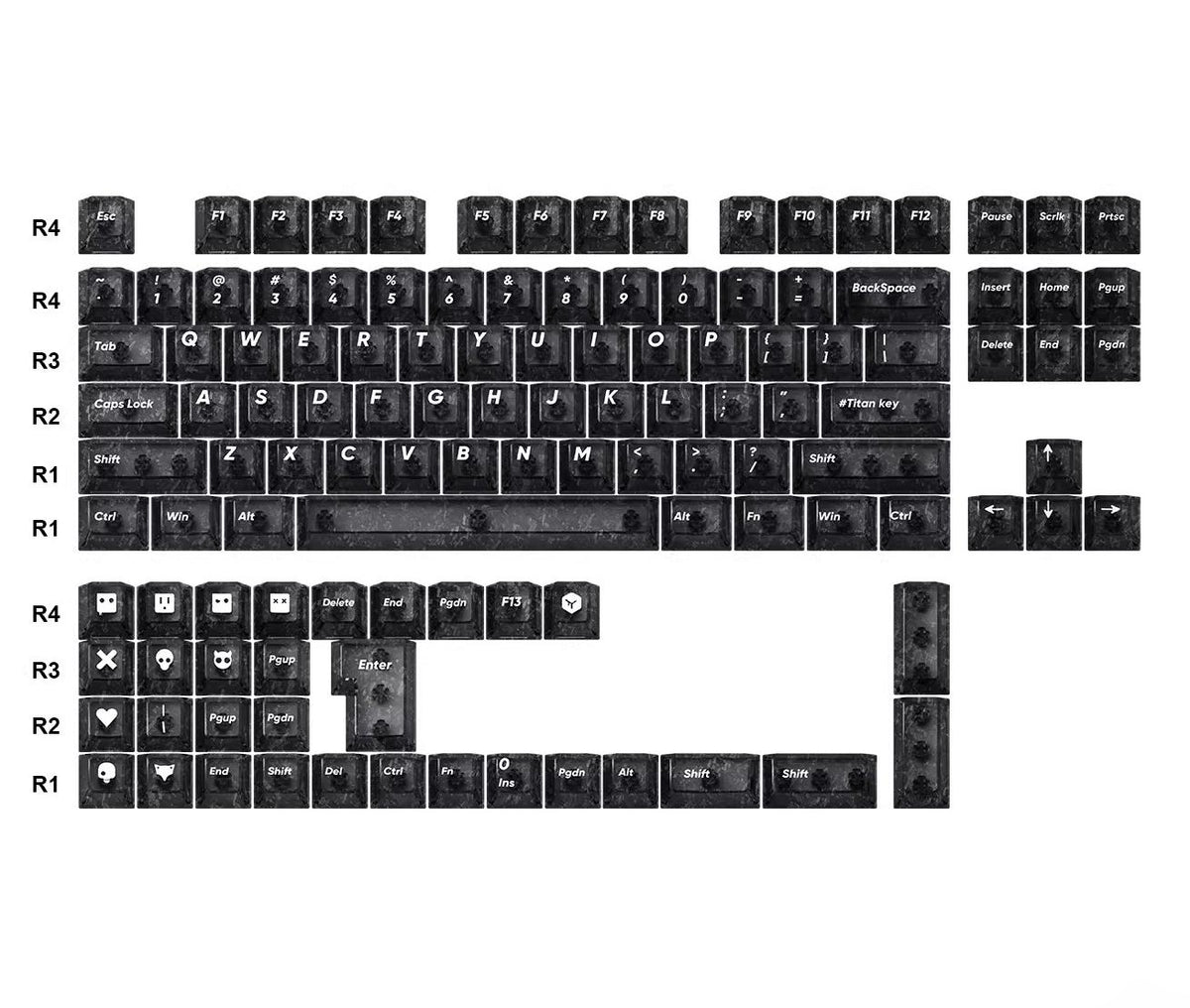 Carbon fiber patterned keycap translucent keycap set, PBT material, he ...