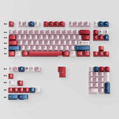 DARLING in the FRANXX Theme, 02, Metallic Texture, PBT Material material personalized keycap set, anime and games cultural creative decoration keycap set, compatible with 61/64/68/75/84/87/104 mechanical keyboard replacement keycap