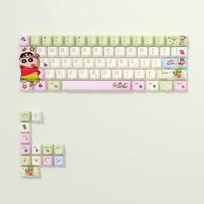 Crayon Shin chan theme, cute style PBT material personalized keycap set, anime cartoon theme decorative keycap, compatible with mechanical keyboard